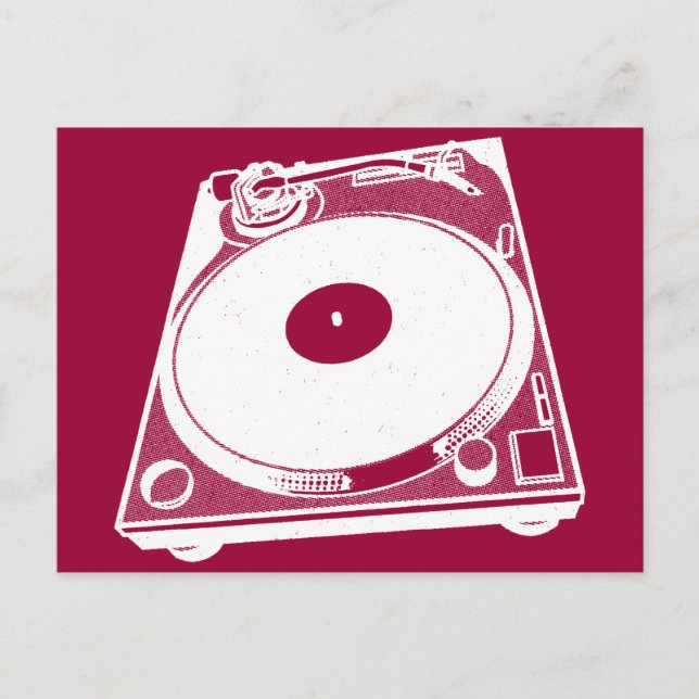 Retro-Turntable Graphic in White Postkarte (Vorderseite)