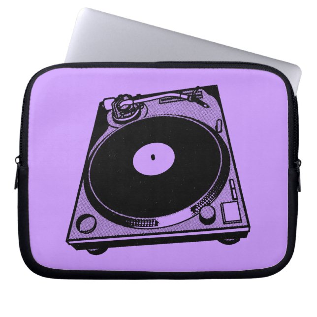 Retro-Turntable Schwarz grafisch Laptopschutzhülle (Vorderseite)