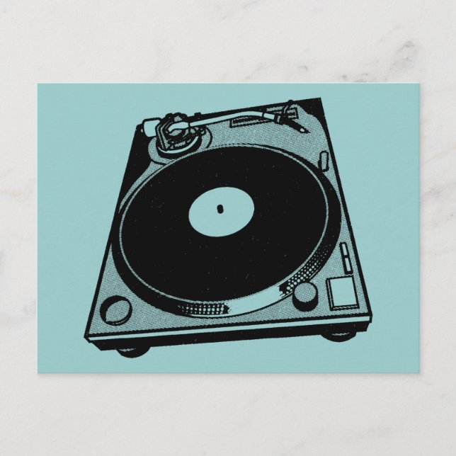 Retro-Turntable Schwarz grafisch Postkarte (Vorderseite)