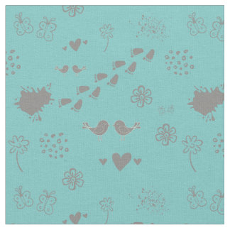 Retro-Turqouise und buntes Muster von Vögeln, Punk Stoff