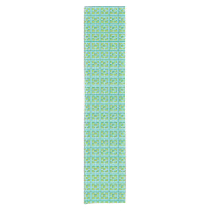 Retro Turquoise and Green Trellis Table Runner Kurzer Tischläufer