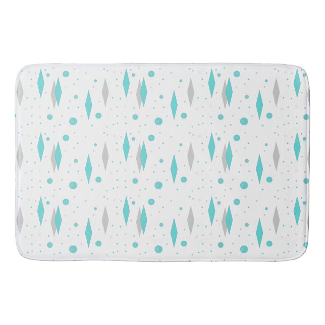 Retro Turquoise Diamant & Sternexplosion Bath Mat Badematte (Vorderseite)