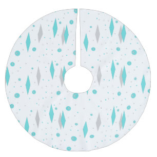 Retro Turquoise Diamond & Sternexplosion Baumrock Polyester Weihnachtsbaumdecke