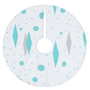 Retro Turquoise Diamond & Sternexplosion Baumrock Polyester Weihnachtsbaumdecke