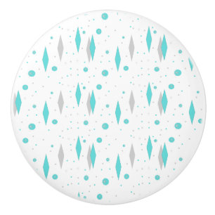 Retro Turquoise Diamond & Sternexplosion Keramik K Keramikknauf