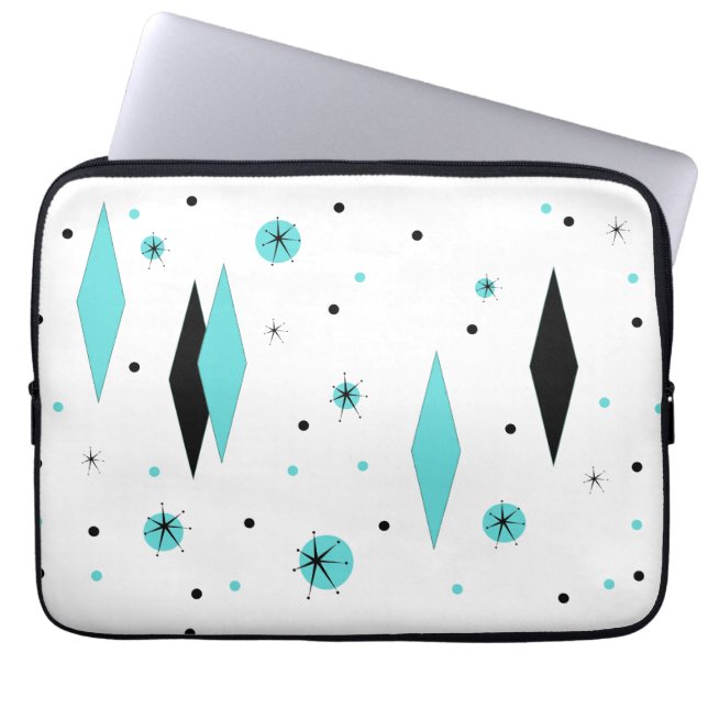 Retro Turquoise Diamond & Sternexplosion Laptop-Si Laptopschutzhülle (Vorderseite)