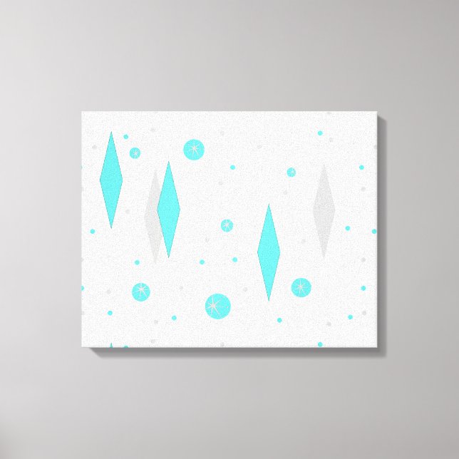 Retro Turquoise Diamond & Sternexplosion Leinwand (Vorderseite)