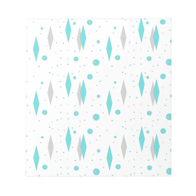 Retro Turquoise Diamond & Sternexplosion Notepad Notizblock (Vorderseite)