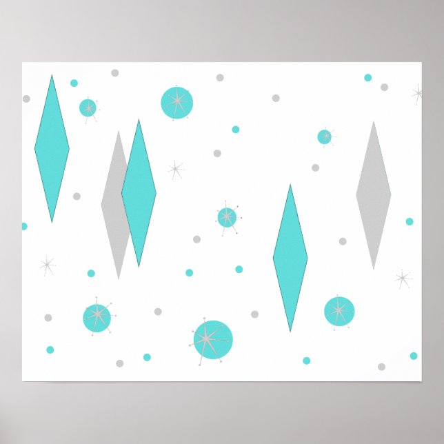 Retro Turquoise Diamond & Sternexplosion Poster (Vorne)