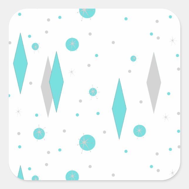 Retro Turquoise Diamond & Sternexplosion Stickers (Vorderseite)