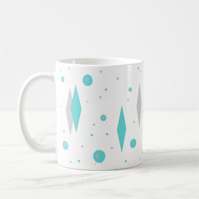 Retro Turquoise Diamond & Sternexplosion Tasse (Links)