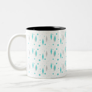 Retro Turquoise Diamond & Sternexplosion Zwei-Tone Zweifarbige Tasse