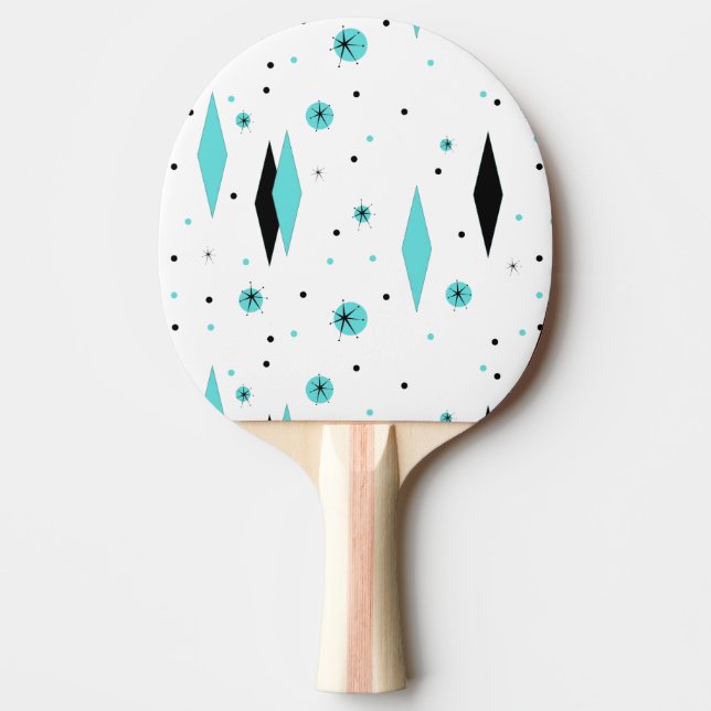 Retro Turquoise Diamonds Pong Paddel Tischtennis Schläger (Vorderseite)