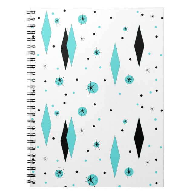 Retro Turquoise Diamonds Spiralnotebook Notizblock (Vorderseite)