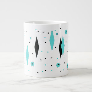 Retro Turquoise Diamonds & Sternexplosionen Jumbo Jumbo-Tasse