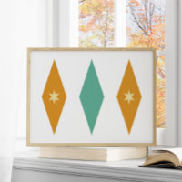 Retro Turquoise Orange Cream Stars Diamonds