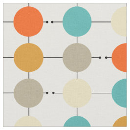 Retro Turquoise Orange Cream Tan Circles Stoff