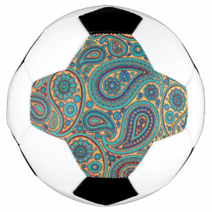 Retro Turquoise Rainbow Paisley motif Fußball