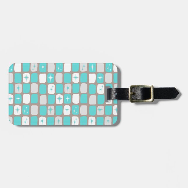 Retro Turquoise Sternexplosionen Gepäck Gepäckanhänger (Vorderseite horizontal)