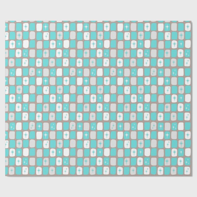 Retro-Turquoise-Sternexplosionen Packpapier (Flach)