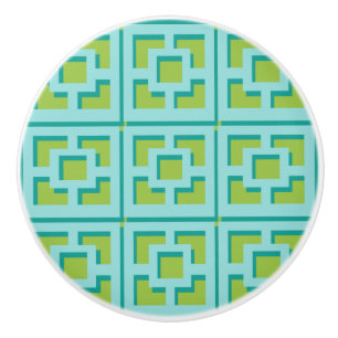 Retro Turquoise und Green Trellis Keramik Pull Keramikknauf