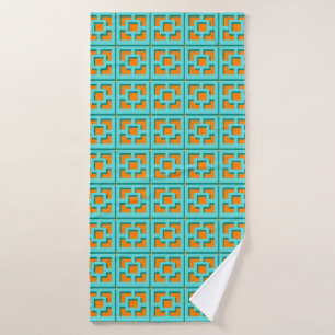 Retro Turquoise und Orange Trellis Handtuch Badehandtuch