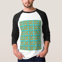 Retro Turquoise und Orange Trellis T - Shirt
