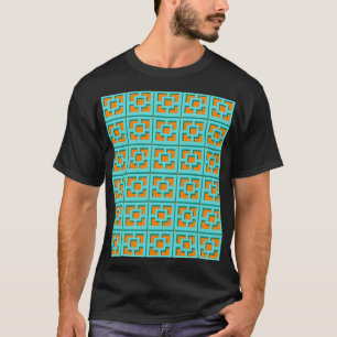 Retro Turquoise und Orange Trellis T - Shirt