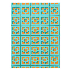 Retro Turquoise und Orange Trellis Tableclout Tischdecke