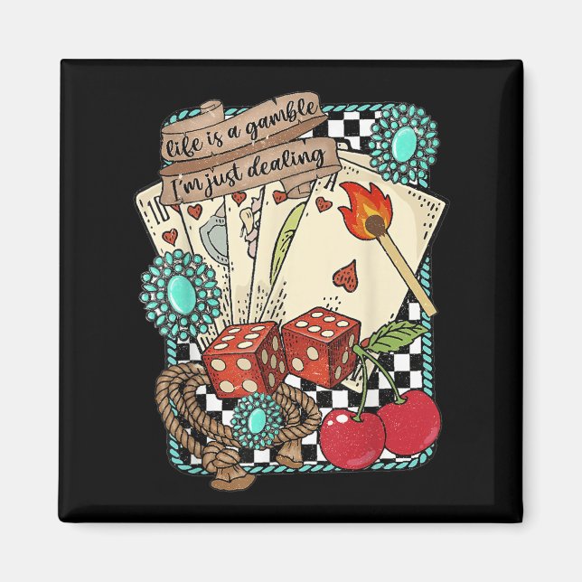 Retro Turquoise Western Wild West Cowboy Cowgirl  Magnet (Vorne)