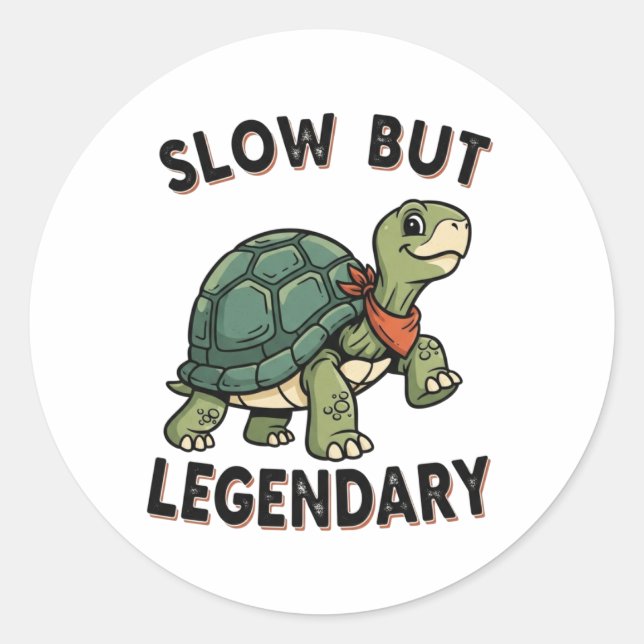 Retro Turtle Legendary Quote Vinyl Sticker (Vorderseite)