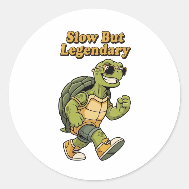 Retro Turtle Slow But Legendary Vinyl Sticker (Vorderseite)