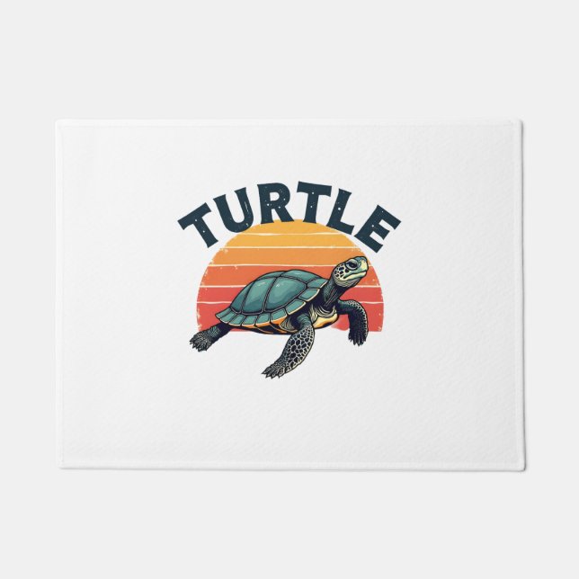 Retro Turtle T-Shirt Fußmatte (Vorderseite)