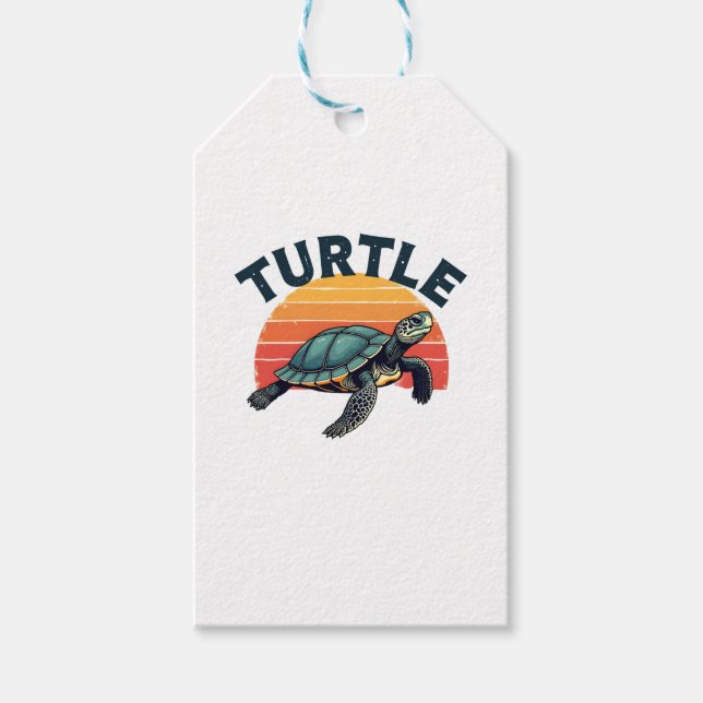 Retro Turtle T - Shirt Geschenkanhänger (Vorderseite)