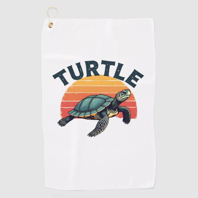 Retro Turtle T - Shirt Golfhandtuch (Vorderseite)