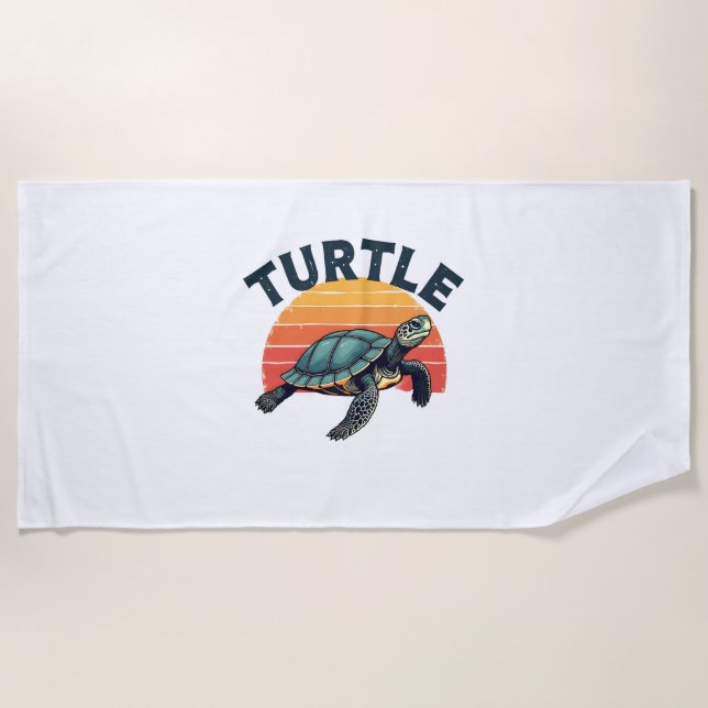 Retro Turtle T - Shirt Strandtuch (Vorderseite)
