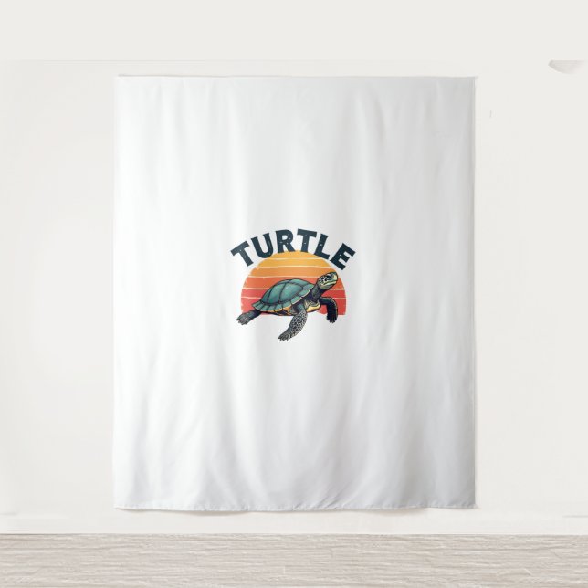 Retro Turtle T-Shirt Wandteppich (Vorderseite)
