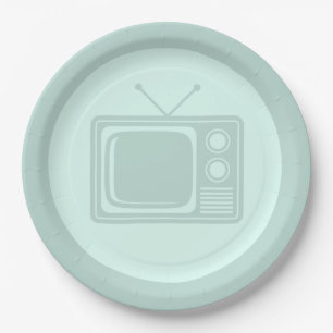 Retro TV CUSTOM FARBE Klassisches Fernsehen Pappteller