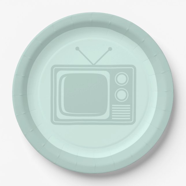 Retro TV CUSTOM FARBE Klassisches Fernsehen Pappteller (Vorderseite)