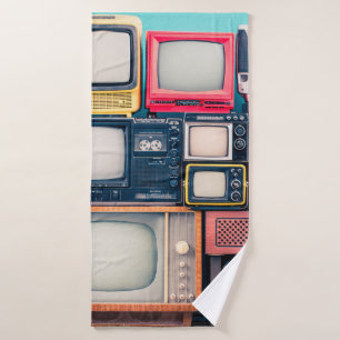 Retro-TV-Empfänger Set aus zirka 60er, 70er und 80 Badehandtuch