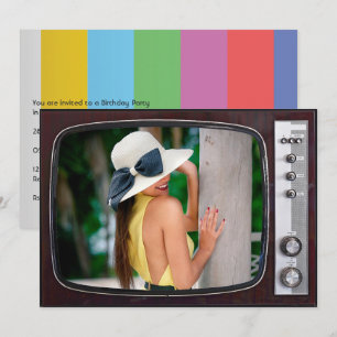 Retro-TV-Geburtstagsfeier Einladung