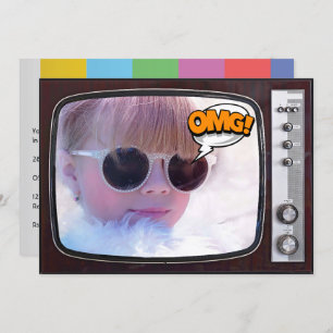 Retro TV Geburtstagsparty Einladung