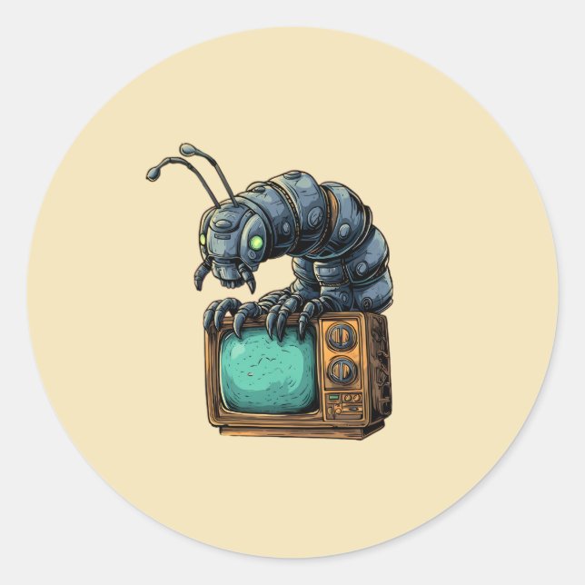 Retro-TV-Sci-Fi-Käfer-Aufkleber Runder Aufkleber (Vorderseite)