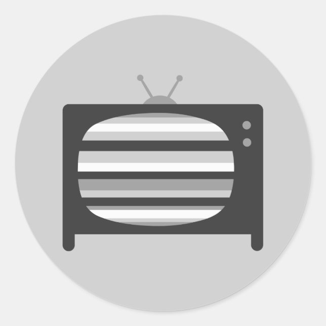 Retro-TV-Sticker Runder Aufkleber (Vorderseite)