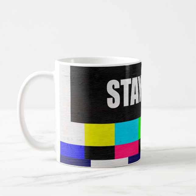 Retro-TV-Testmuster mit bleibe ruhiger Messa Kaffeetasse (Links)