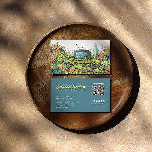 Retro-TV-Wiese   Kreative QR-Visitenkarte Visitenkarte