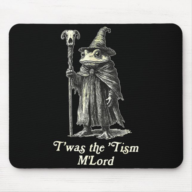 Retro T'was The tism M'lord Funny Witch Frog Graph Mousepad (Vorne)