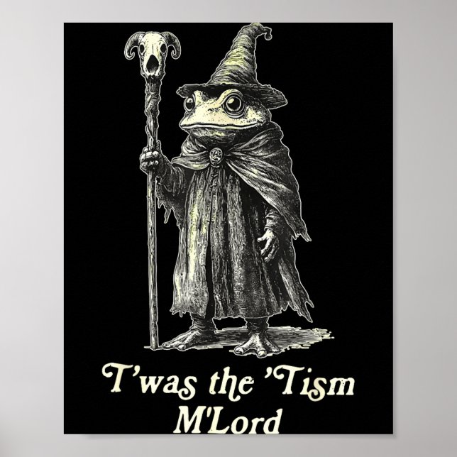Retro T'was The tism M'lord Funny Witch Frog Graph Poster (Vorne)