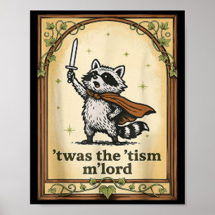 Retro Twas The Tism Mlord Funny Wizard Raccoon Aut Poster