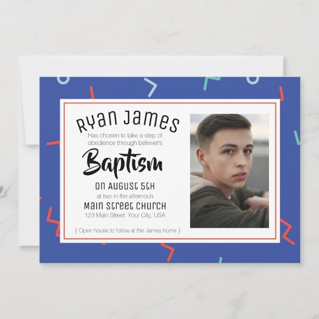 Retro Tween/Teen Baptisse Einladung (Vorderseite)